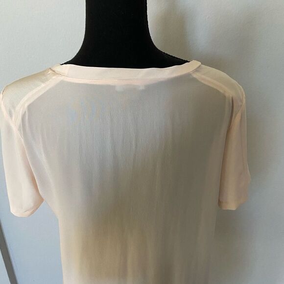 Acrobat Top Blouse 100% silk, short sleeve, cream, size S - Picture 3 of 10